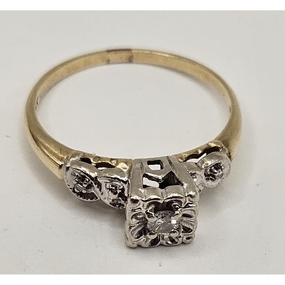 Vtg 14K Yellow Gold Diamond Ring 2.3g Fine Jewelry Size 7 - Picture 15 of 16